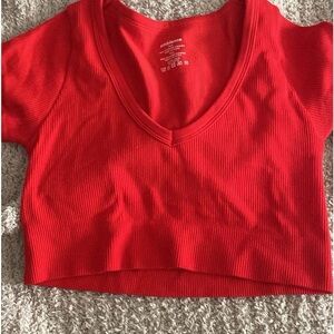 Gorgeous Red Crop V neck